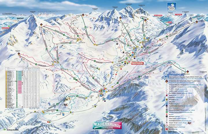 Obertauern pistekort - 100 km