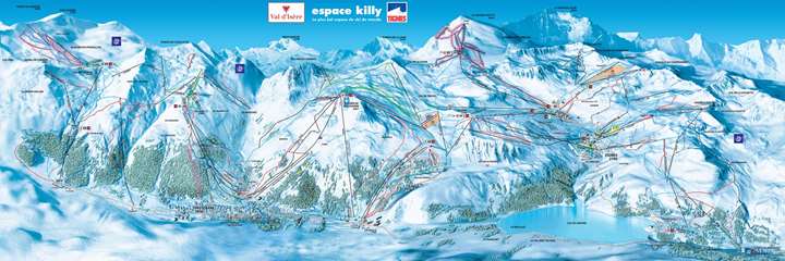 Val d'Isere pistekort - Espace Killy 300 km