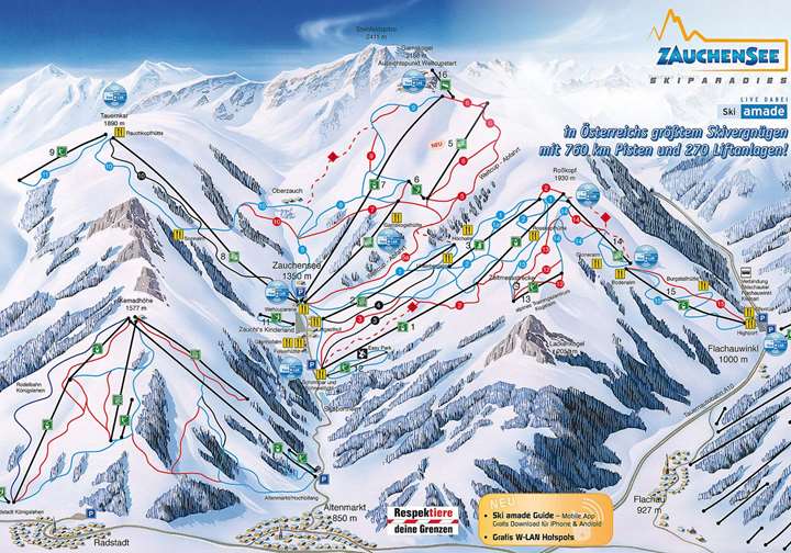 Zauchensee pistekort - en del af Ski Amadé